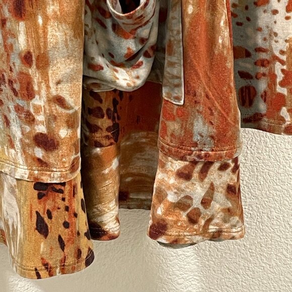 LOGO by LORI GOLDSTEIN Long Sleeve Animal Print Jersey Tunic Ruffle, Rust - M - Picture 6 of 12
